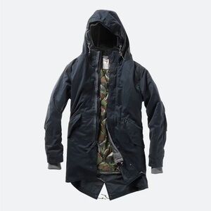 Men's Navy Hooded Military Parka